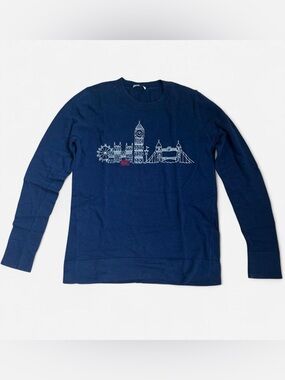 Preppy Embroidered London Skyline Sweater